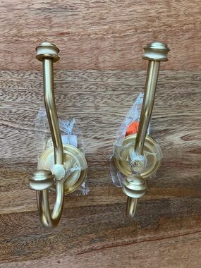 Rigdon Double Hook Solid Brass Gold Tone Rejuvenation Set of 2